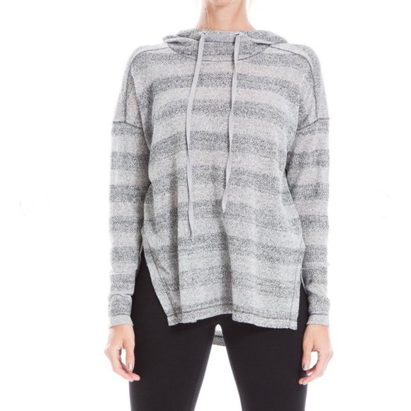Max Studio Sweaters - Striped Hooded High-Low Tunic Sweater NEW